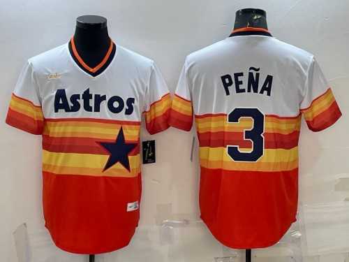 Mens Houston Astros #3 Jeremy Pena Orange Rainbow Cool Base Stitched Jersey